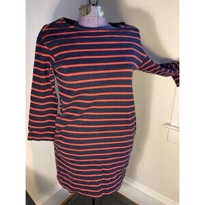Uniqlo LG Blue & Pink Striped T Shirt Dress w/pockets! Stretchy &  3/4 Sleeve